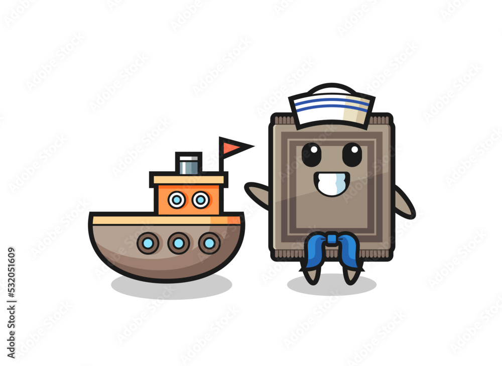 Fototapeta premium Character mascot of carpet as a sailor man