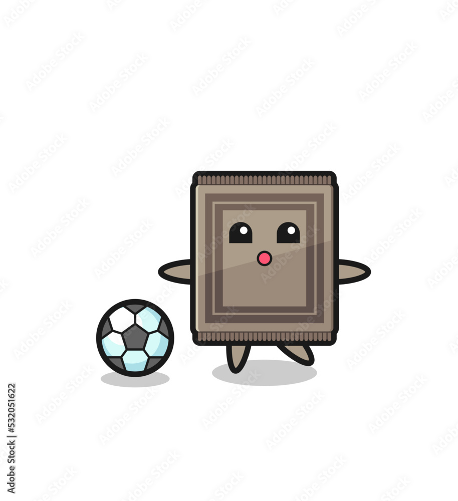Illustration of carpet cartoon is playing soccer Illustration of carpet cartoon is playing soccer