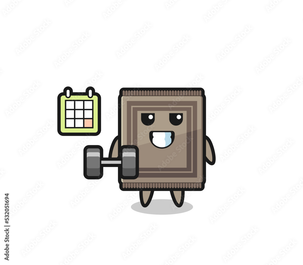 carpet mascot cartoon doing fitness with dumbbell carpet mascot cartoon doing fitness with dumbbell