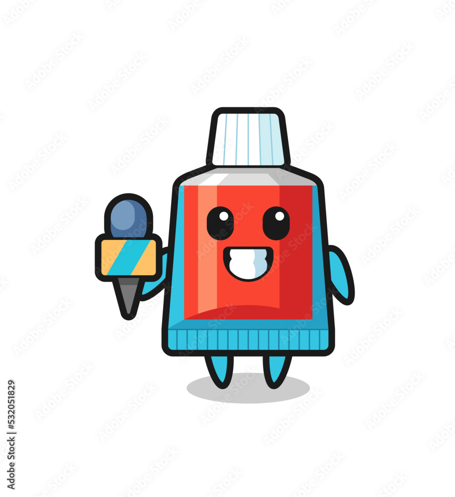 Character mascot of toothpaste as a news reporter Character mascot of toothpaste as a news reporter