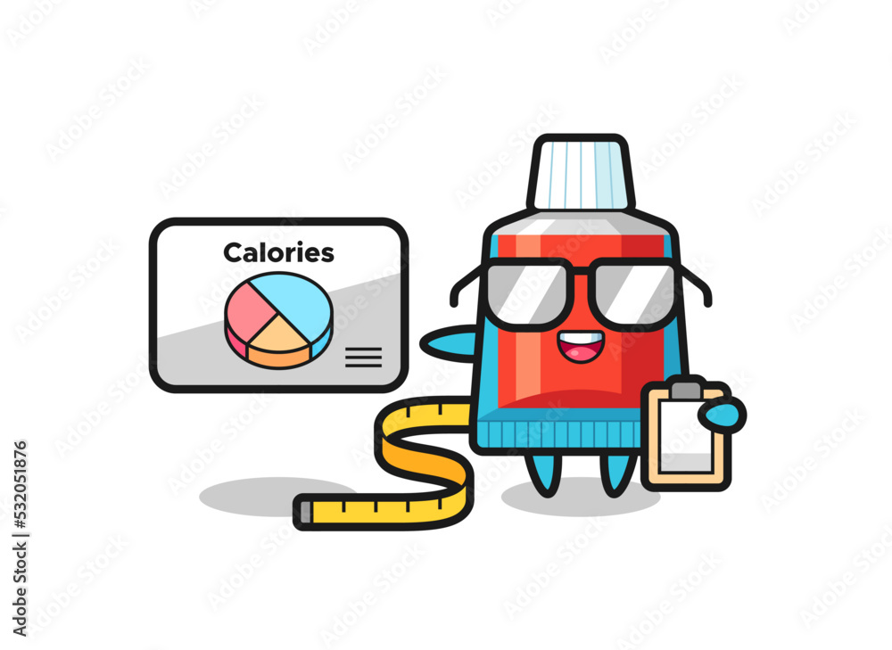 Illustration of toothpaste mascot as a dietitian Illustration of toothpaste mascot as a dietitian