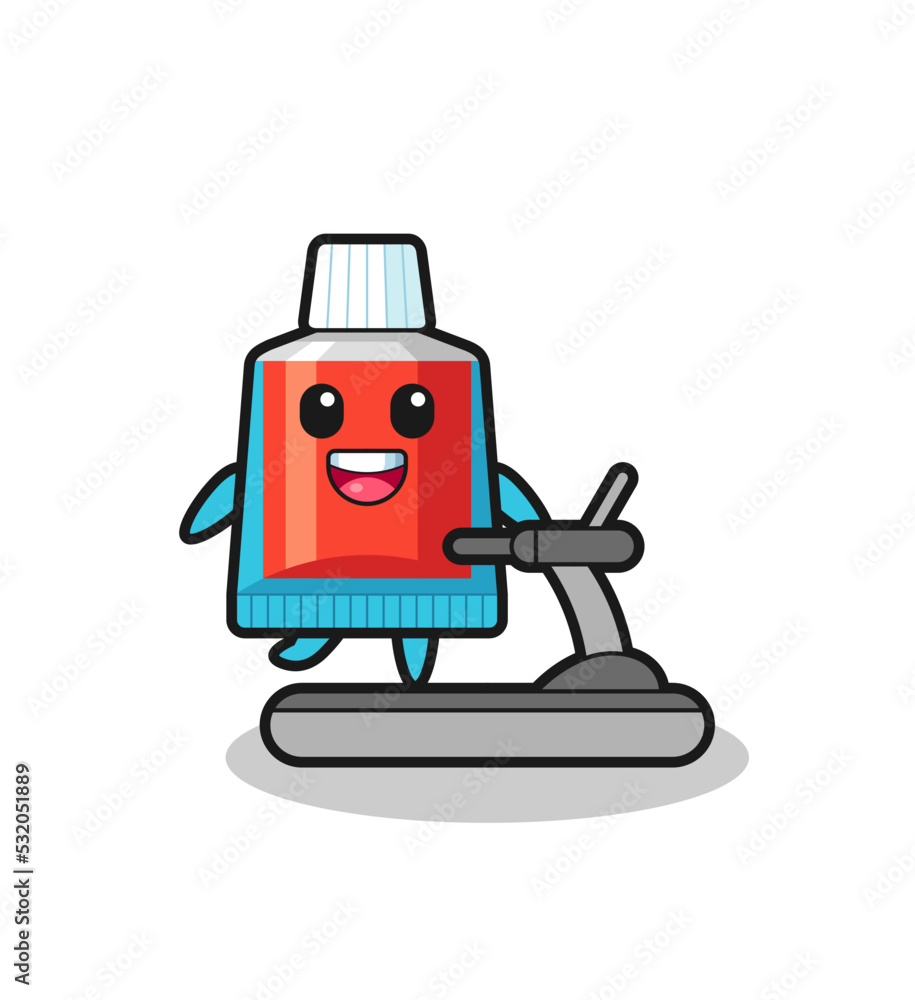 Obraz na plátně toothpaste cartoon character walking on the treadmill