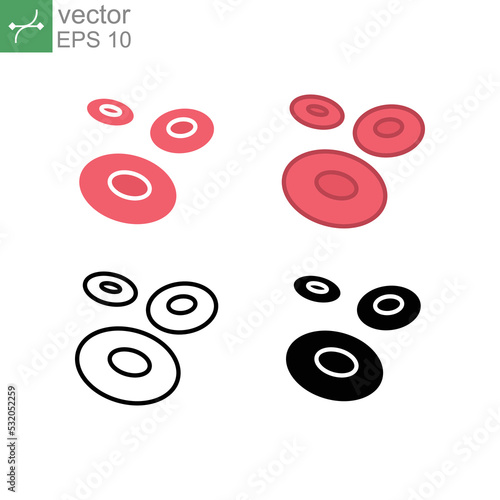 Erythrocyte, human blood cell in red Colour and biconcave Shape. Human cell in circulatory organ system. Red blood icon. Vector illustration. Design on white background. EPS10