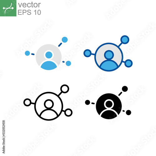 Human user in networking circle. Personal Connection affiliation. Affiliate network business sharing partnership . Affiliate marketing icon. Vector illustration Design on white background. EPS10
