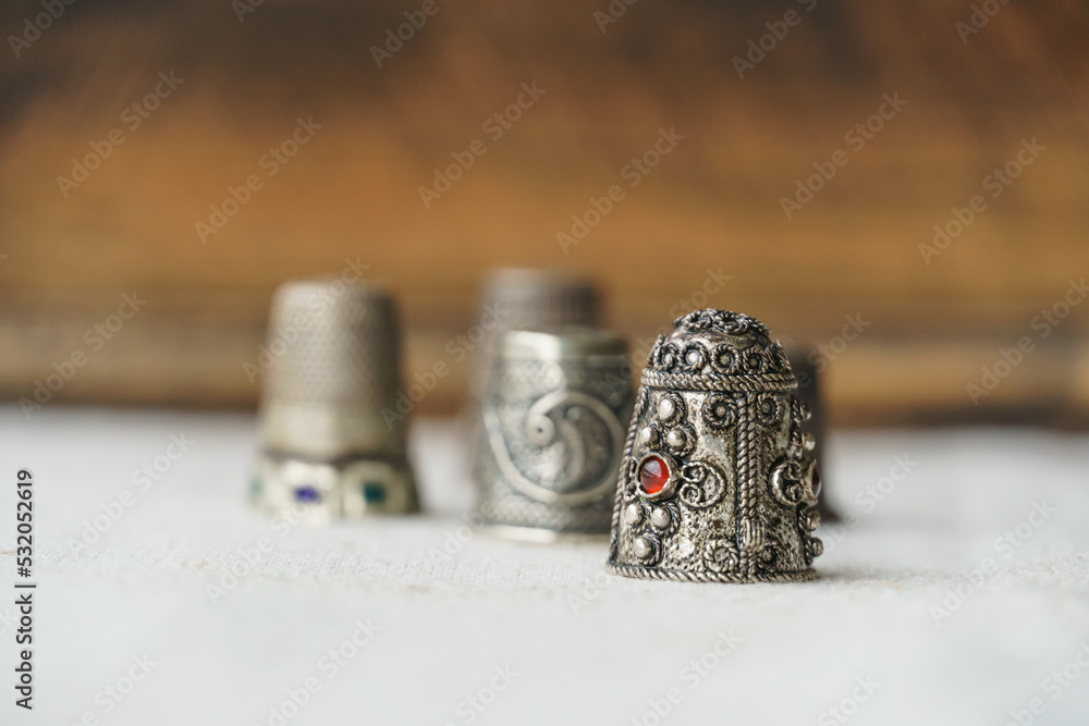 antique sewing thimble with art and ruby antique sewing thimble with art and ruby