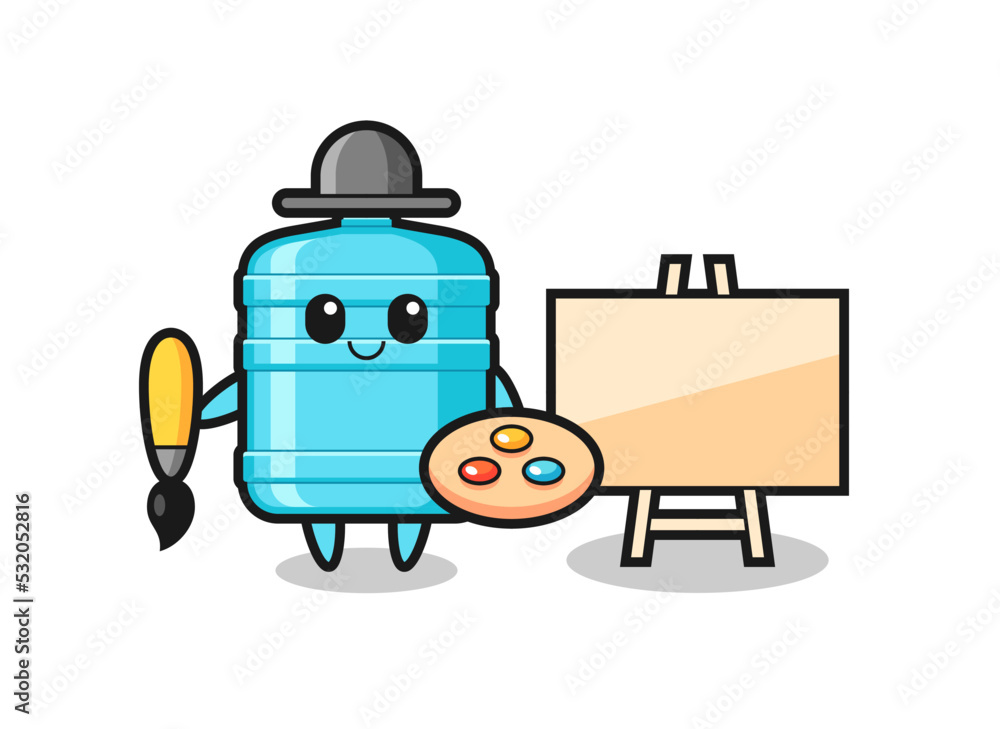 Illustration of gallon water bottle mascot as a painter Illustration of gallon water bottle mascot as a painter
