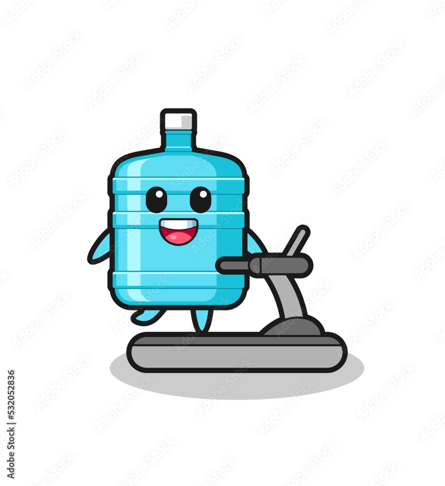 gallon water bottle cartoon character walking on the treadmill gallon water bottle cartoon character walking on the treadmill