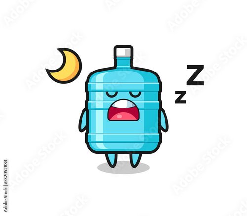 gallon water bottle character illustration sleeping at night