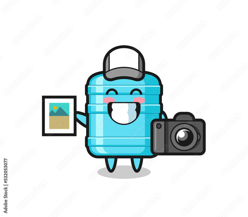Character Illustration of gallon water bottle as a photographer Character Illustration of gallon water bottle as a photographer