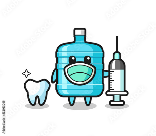 Mascot character of gallon water bottle as a dentist