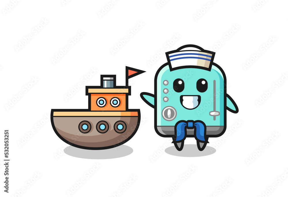Character mascot of toaster as a sailor man Character mascot of toaster as a sailor man