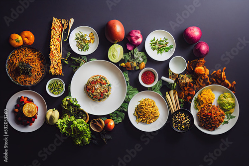 vegan food - 3D illustration image generated by AI.