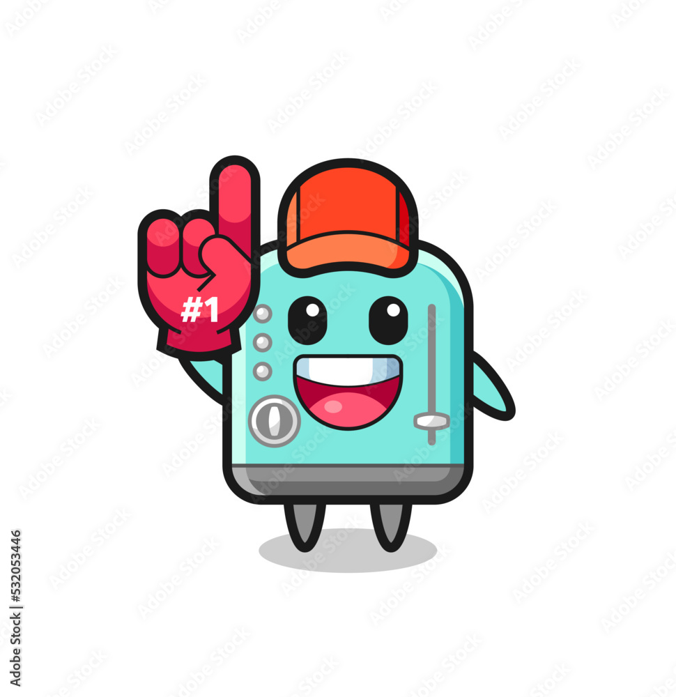 toaster illustration cartoon with number 1 fans glove toaster illustration cartoon with number 1 fans glove