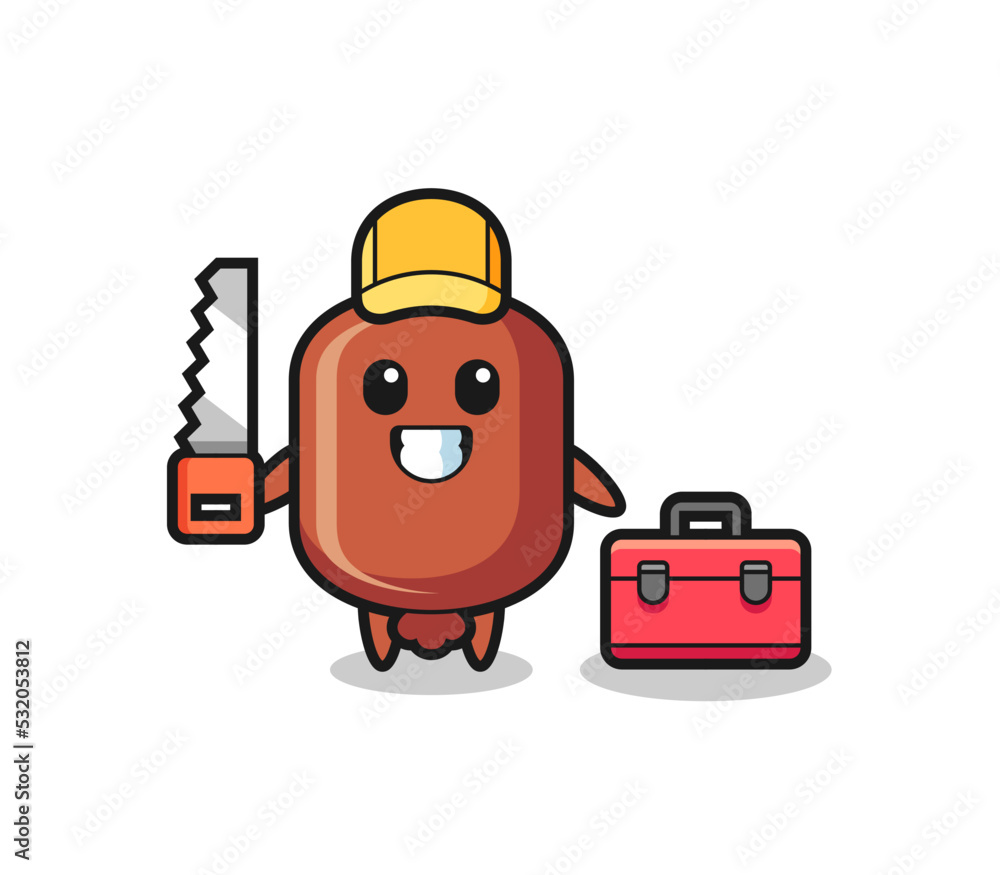 Illustration of sausage character as a woodworker Illustration of sausage character as a woodworker