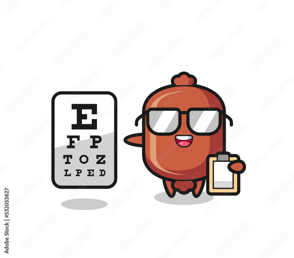 Illustration of sausage mascot as an ophthalmology