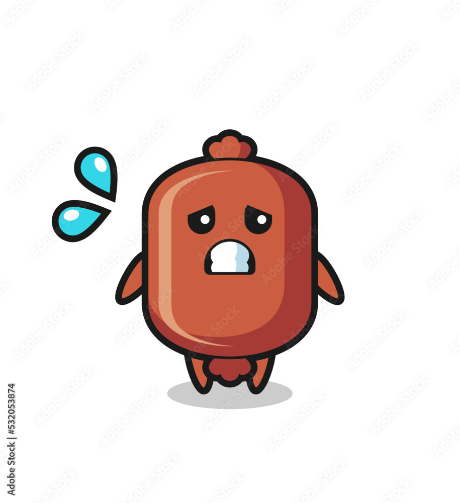 sausage mascot character with afraid gesture sausage mascot character with afraid gesture