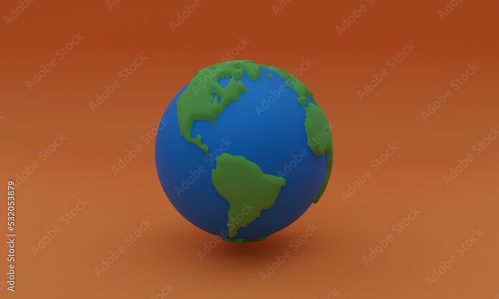 3d illustration, planet earth, red background, 3d rendering