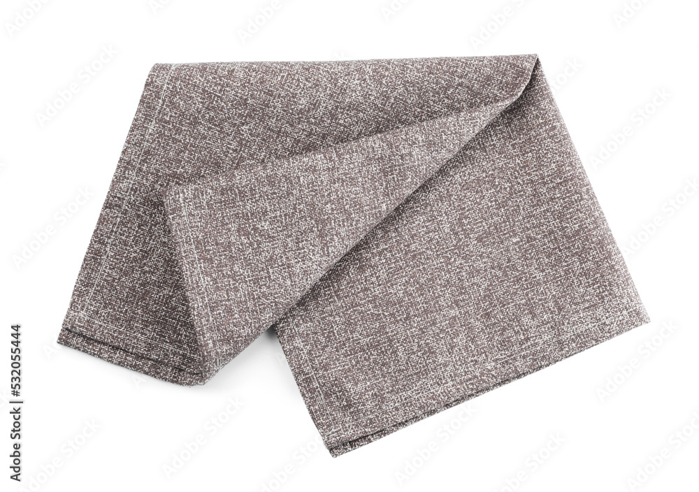 One grey kitchen napkin isolated on white, top view One grey kitchen napkin isolated on white, top view