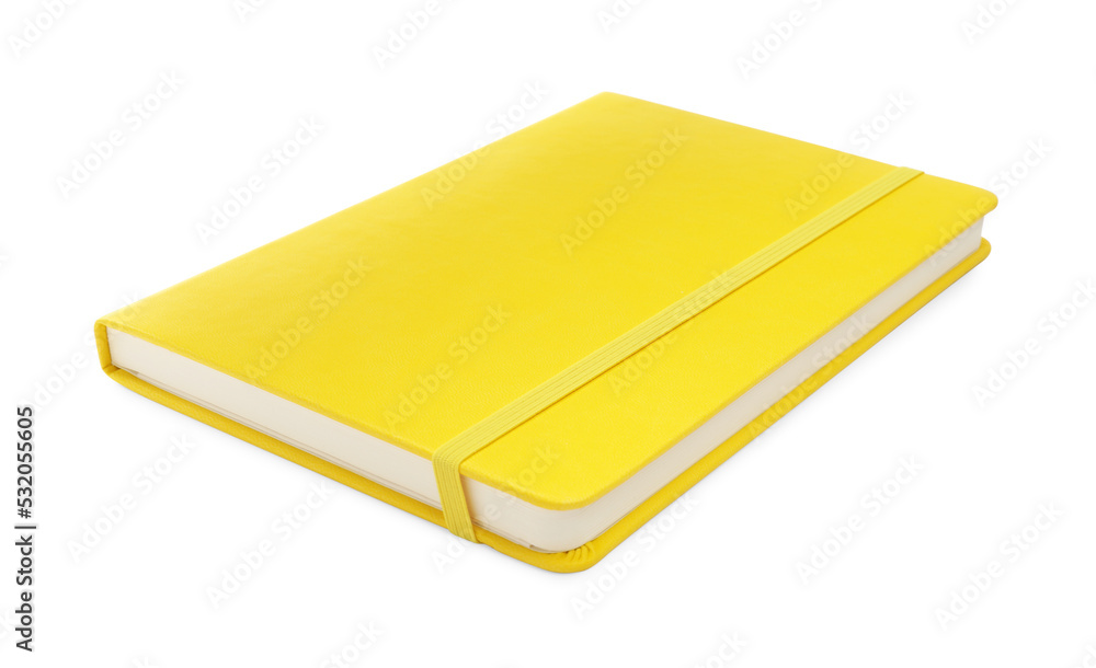 Closed yellow office notebook isolated on white Closed yellow office notebook isolated on white