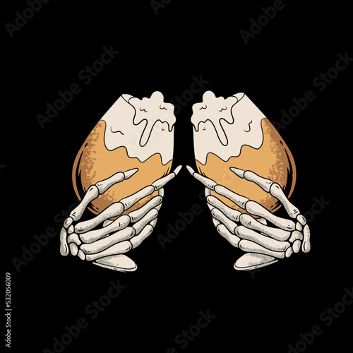 skull holding two beers