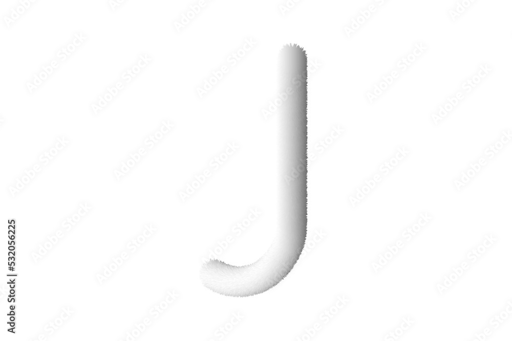 Feathered letter J. Easy editable letters. Soft and realistic feathers. White, fluffy, hairy letter J, isolated on a white background. Feathered letter J. Easy editable letters. Soft and realistic feathers. White, fluffy, hairy letter J, isolated on a white background.