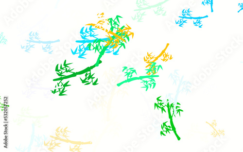 Light Blue  Yellow vector doodle template with branches.