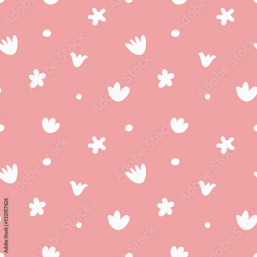 Vector seamless pattern with abstract and flower elements . Trendy organic shape background for social media, invitation, web.