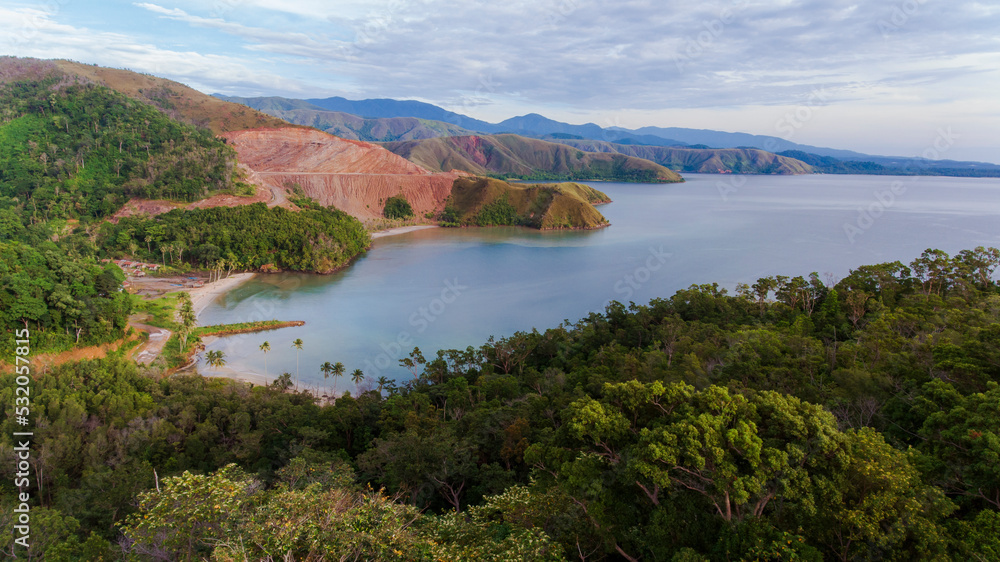 Gunung Botak. sea and mountains, Cendrawasih Bay, Manokwari Selatan, West Papua Gunung Botak. sea and mountains, Cendrawasih Bay, Manokwari Selatan, West Papua