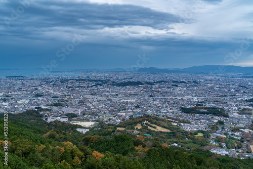 View of Fukuoka city and sea from hill in autumn. © w108av22