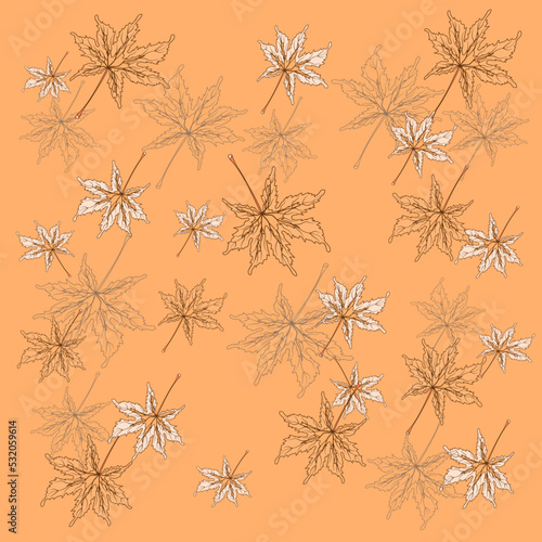 Autumn Vector Pattern with Maple Leaves