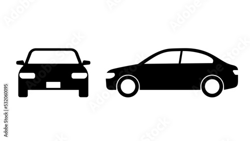 Fototapeta Naklejka Na Ścianę i Meble -  Sedan car silhouette. Front view and side view.