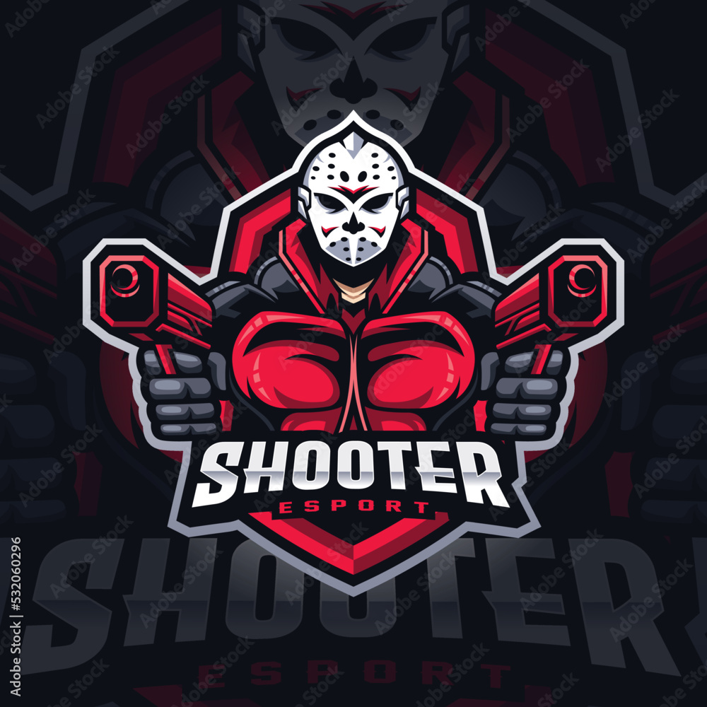 Shooter Mascot Esport Logo Design Illustration For Gaming Club