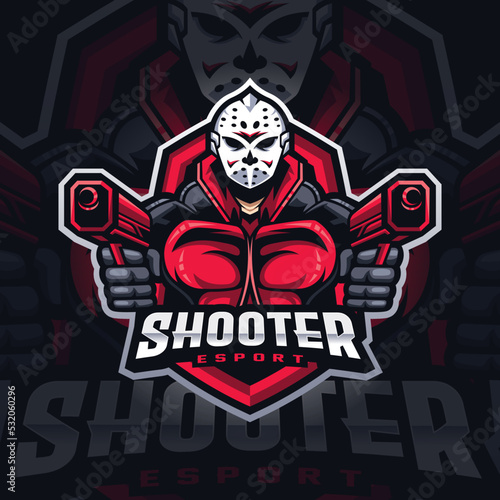 Shooter Mascot Esport Logo Design Illustration For Gaming Club