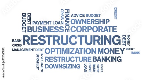 Restructuring animated tag word cloud;text design animation kinetic typography seamless loop. photo