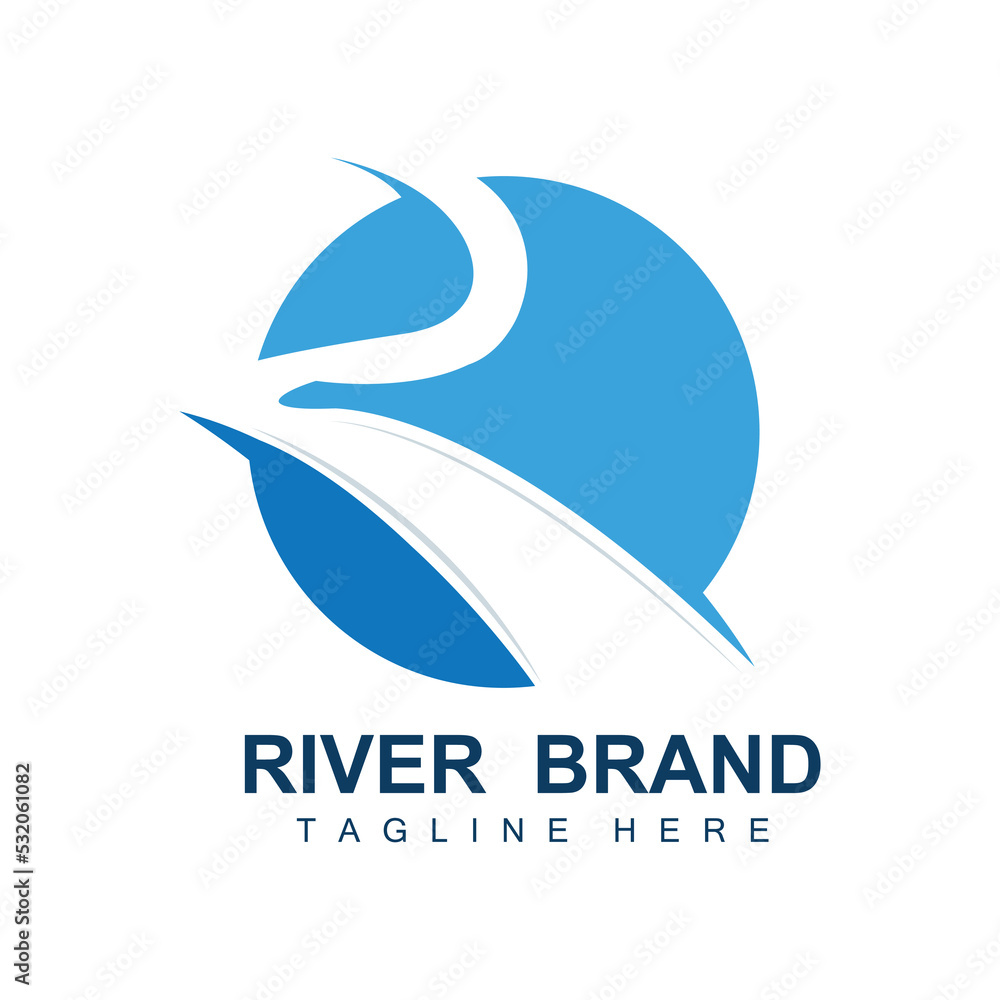 River Logo Design, River Creek Vector, Riverside Illustration With A Combination Of Mountains And Nature, Product Brand River Logo Design, River Creek Vector, Riverside Illustration With A Combination Of Mountains And Nature, Product Brand