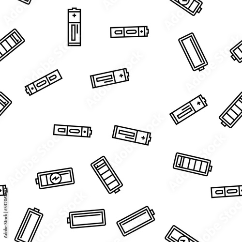 battery power energy electric car vector seamless pattern thin line illustration