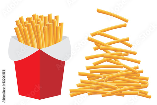 Vector french fries. Potato sticks. Fast food illustration