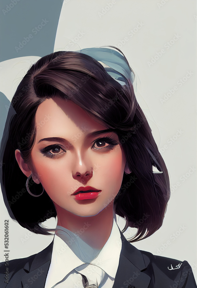 Beautiful dark-haired office woman illustration Beautiful dark-haired office woman illustration