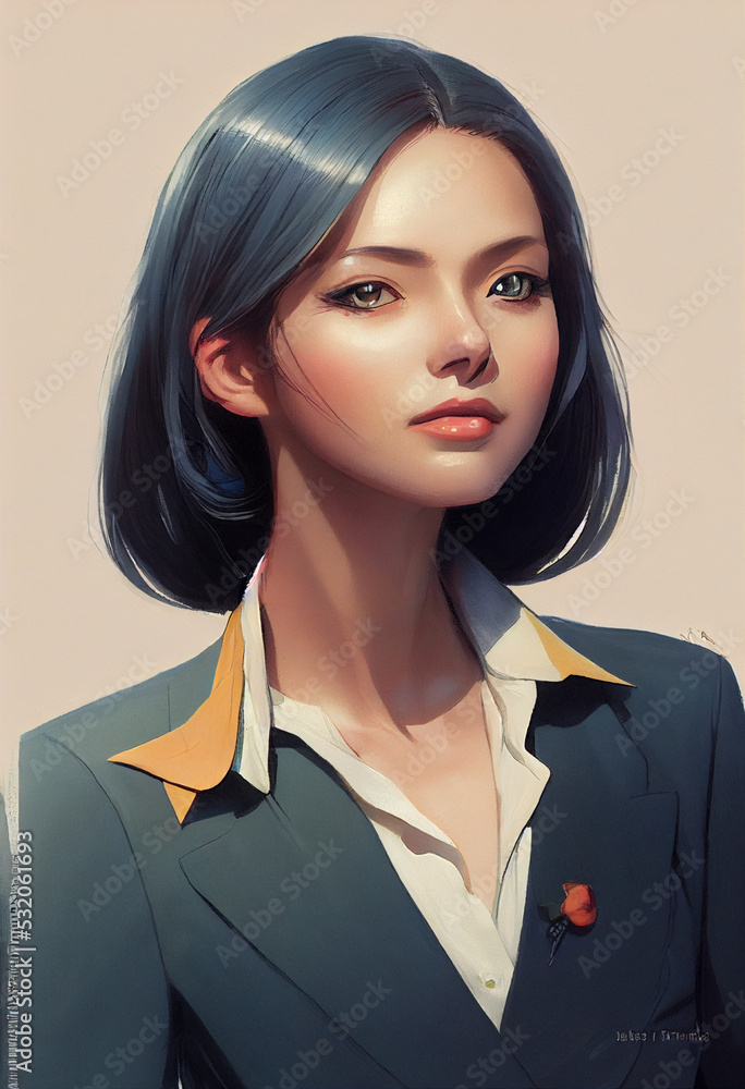 Beautiful dark-haired office woman illustration Beautiful dark-haired office woman illustration