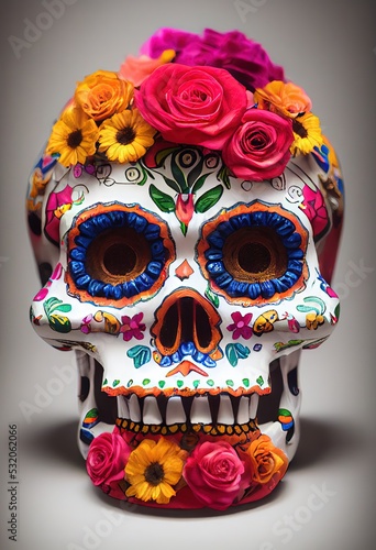 Obraz na plátně Sugar Skull (Calavera) to celebrate Mexico's Day of the Dead (Dia de Los Muertos