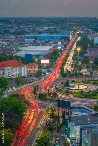 view of the semarang city on Tugu Muda area