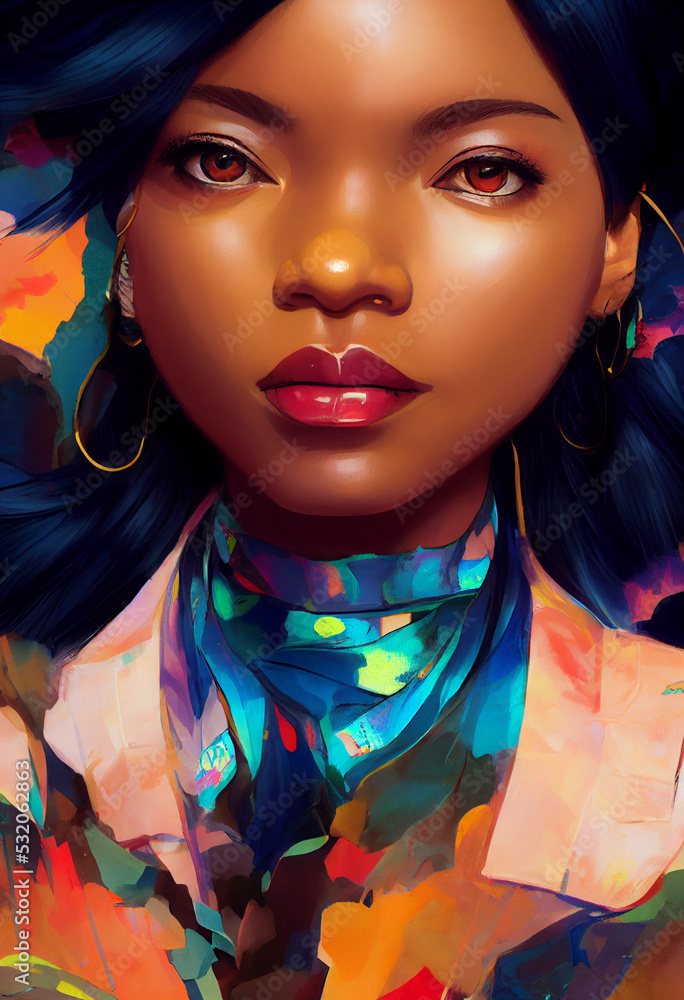 Beautiful African American office woman illustration Beautiful African American office woman illustration