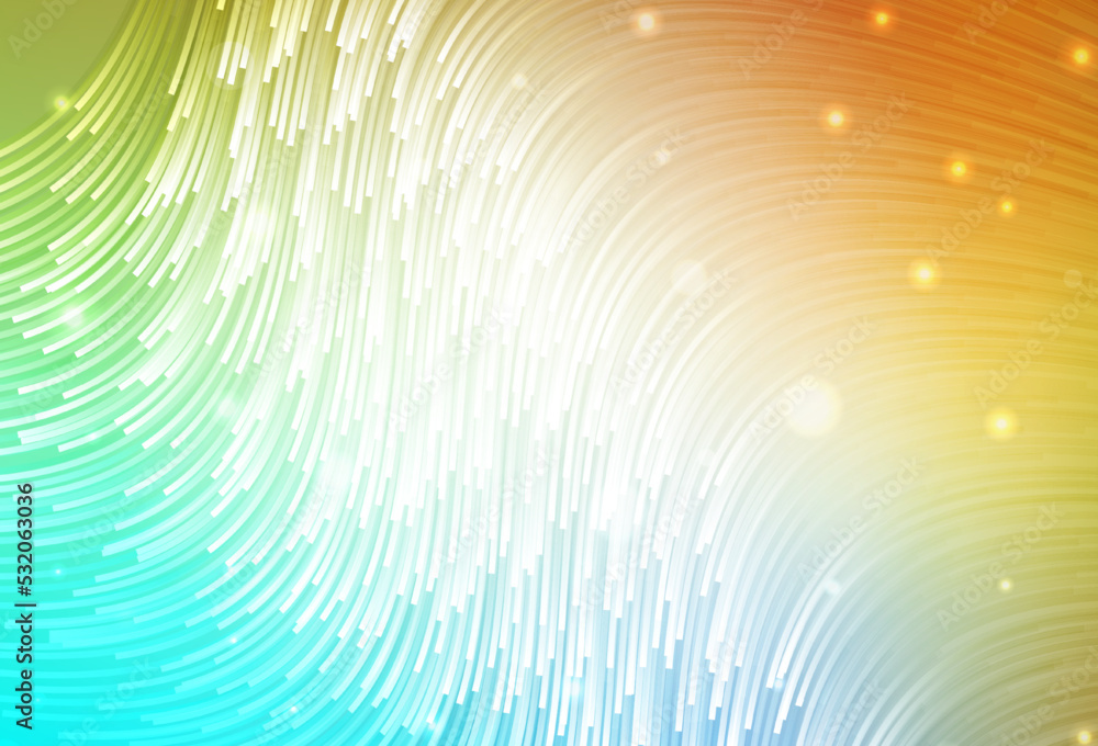 Light Blue, Yellow vector pattern with curved lines.