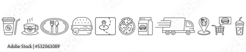 food delivery icons set