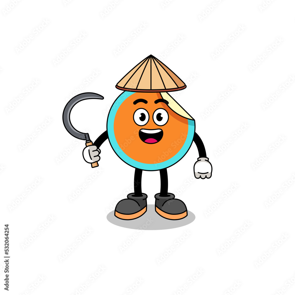 Illustration of sticker as an asian farmer Illustration of sticker as an asian farmer