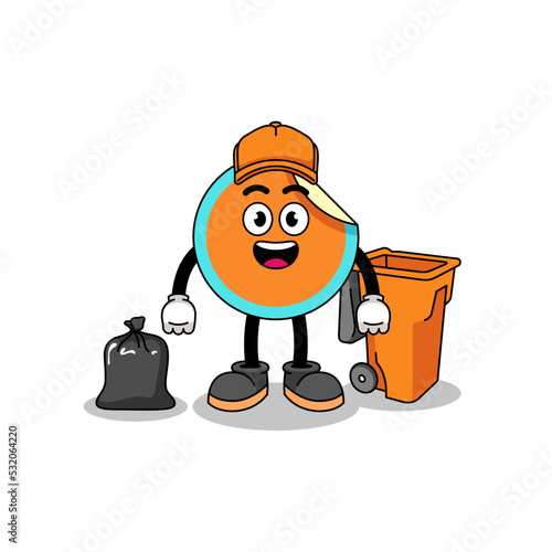 Illustration of sticker cartoon as a garbage collector