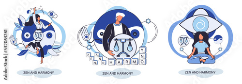 Zen and harmony metaphor, meditation practice. Balance, relaxation, mindfulness. Calm person relaxing. Yoga and spiritual practice, relax, recreation, healthy lifestyle. Japanese cult of mind and body