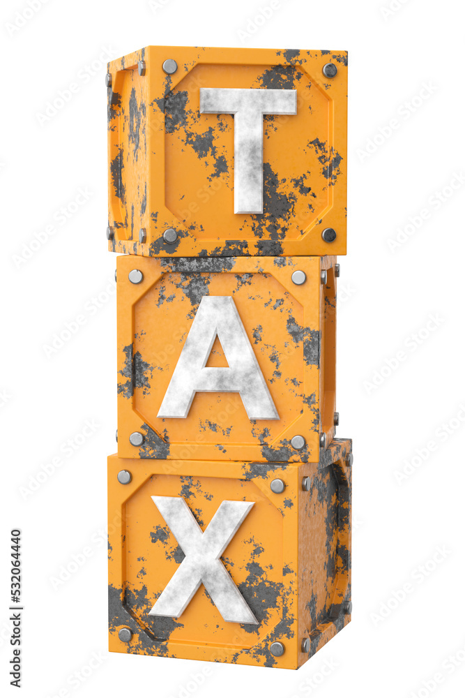 Tax text box. 3D illustration. Tax text box. 3D illustration.
