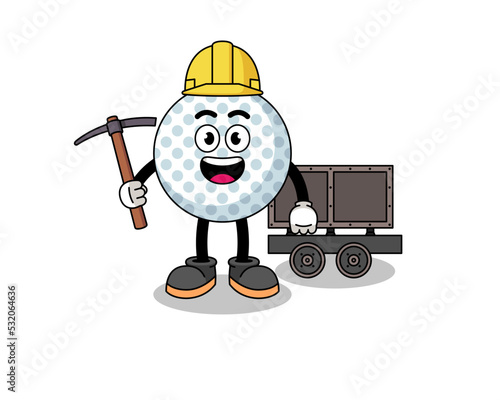 Mascot Illustration of golf ball miner
