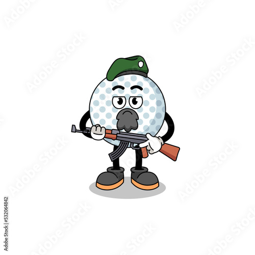 Character cartoon of golf ball as a special force